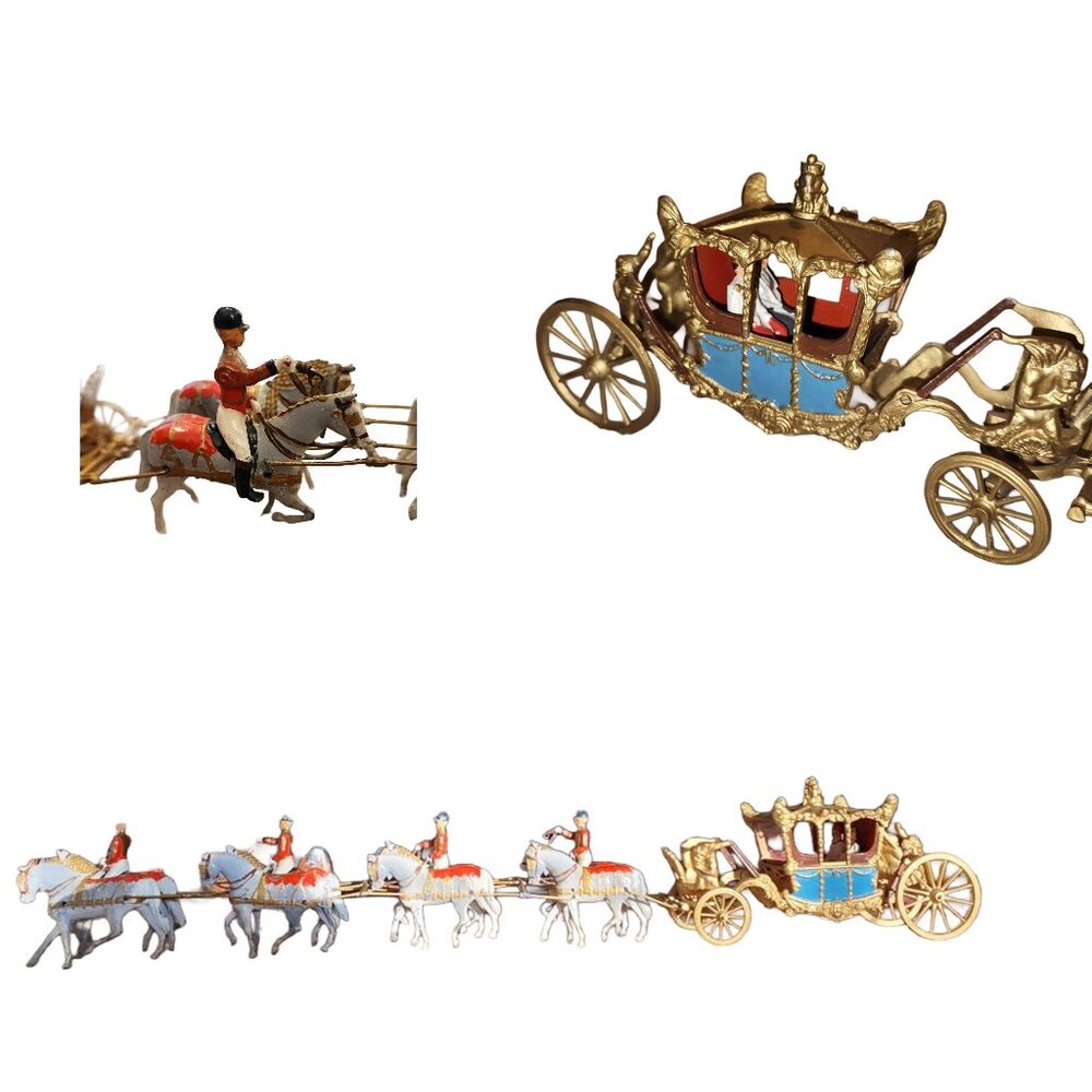 QUEEN ELIZABETH CORONATION CARRIAGE & 8 HORSES - 1950-60s Britains Ltd